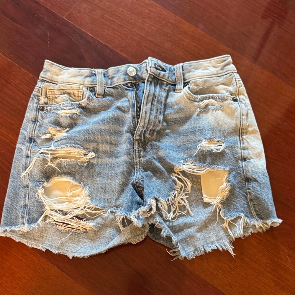 American Eagle Outfitters Light Blue Distressed Jean Shorts